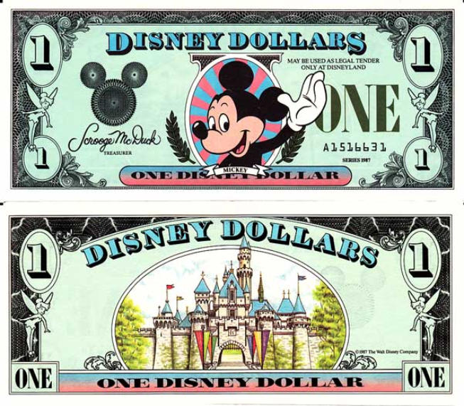 Farewell Disney Dollars - 1987 DIsney Dollar