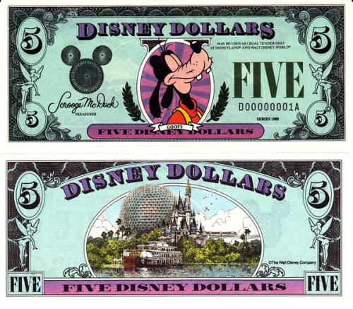 1988 $5 Disney Dollar