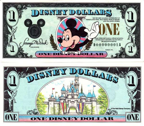 1991 $1 Disney Dollar