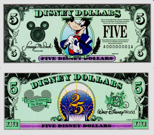 1997 $5 Disney Dollar