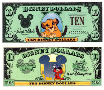 1997 $10 Disney Dollar