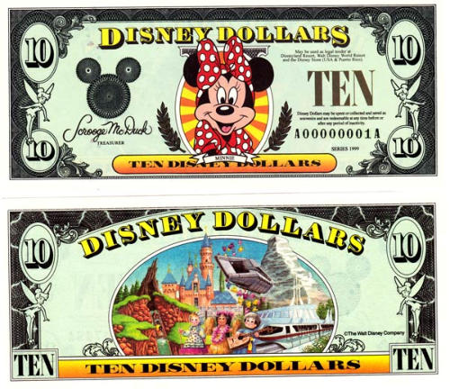 1999 $10 Disney Dollar