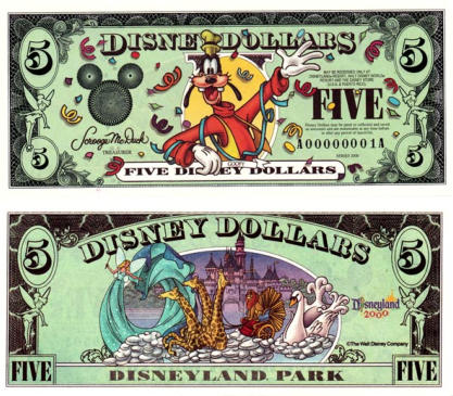 2000 $5 Disney Dollar