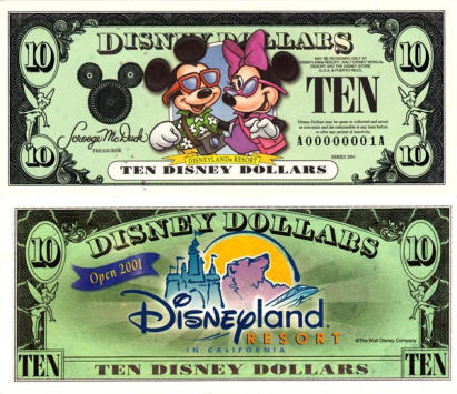 2001 $10 Disney Dollar