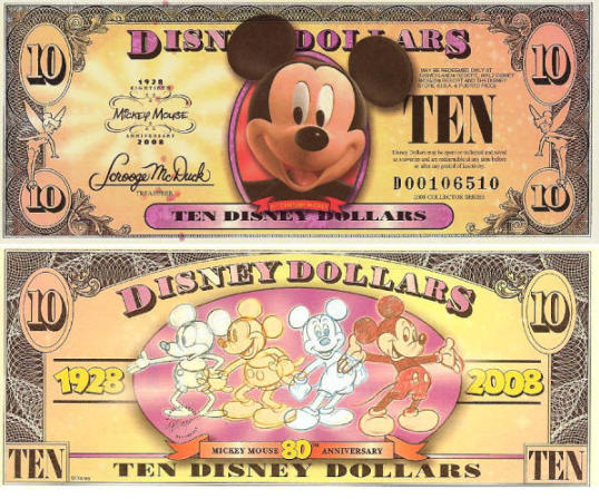 2008 $10 "Circa 21st Century Mickey Mouse" Disney Dollar