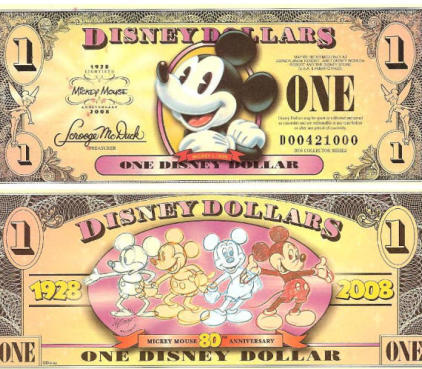 2008 $1 "Circa 1928 Mickey mouse" Disney Dollar