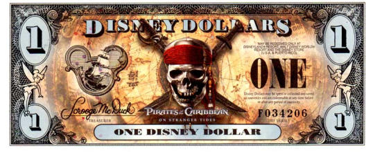 2011 $1 "On Stranger Tides" Disney Dollar Obverse