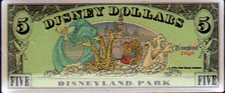 $5 2000 Disney Dollar Lanyard Pin - Back of Disney Dollar