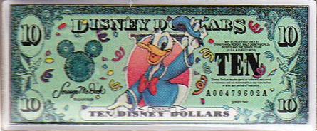 $10 2000 Disney Dollar Lanyard Pin - Front of Disney Dollar