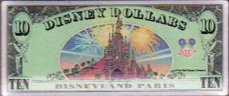$10 2000 Disney Dollar Lanyard Pin - Back of Disney Dollar