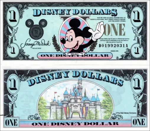 1990 $1 Disney Dollar Series "D"