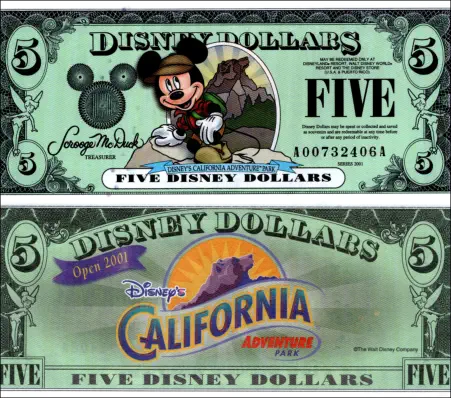 2001 $5 Disney Dollar Series "A" 