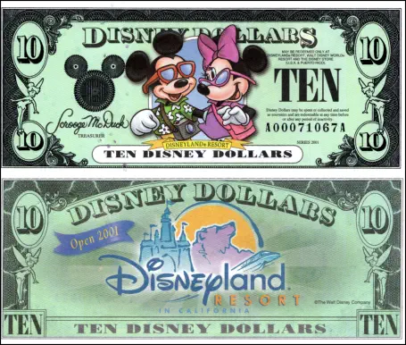 2001 $10 Disney Dollar Series "A”